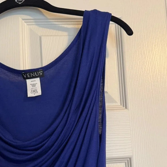 VENUS Royal Blue Draped Blouse - Picture 4 of 5